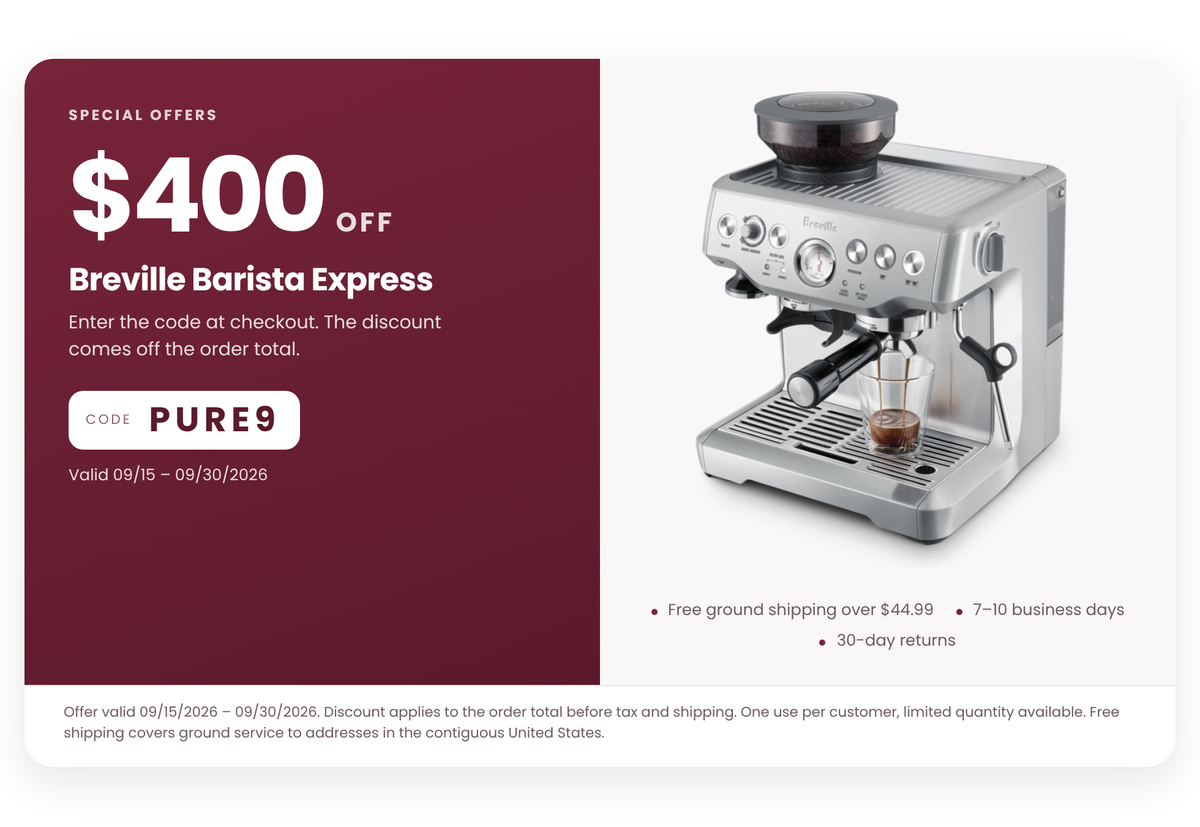 Breville Barista Express Espresso Machine (Code: PURE9)