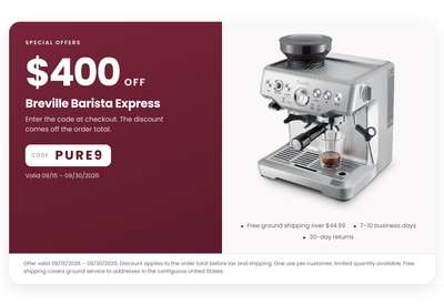Breville Barista Express Espresso Machine (Code: PURE9)